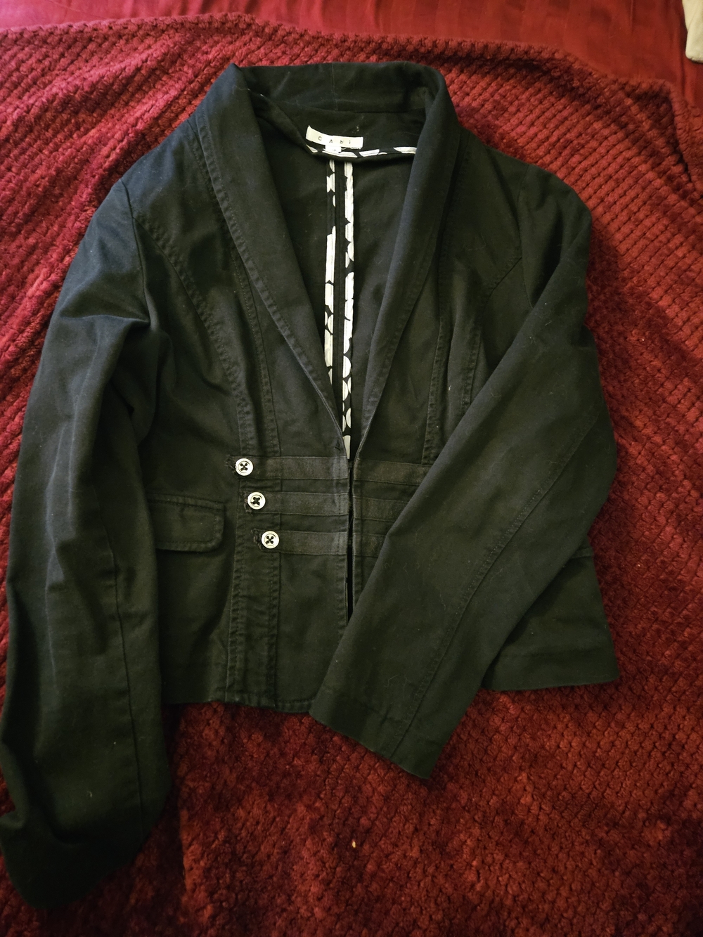 CAbi Black Fitted Blazer with Button Detail